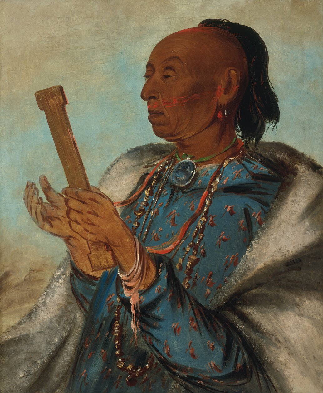 Ah-tón-we-tuck, Cock Turkey, Repeating His Prayer, 1830. de George Catlin