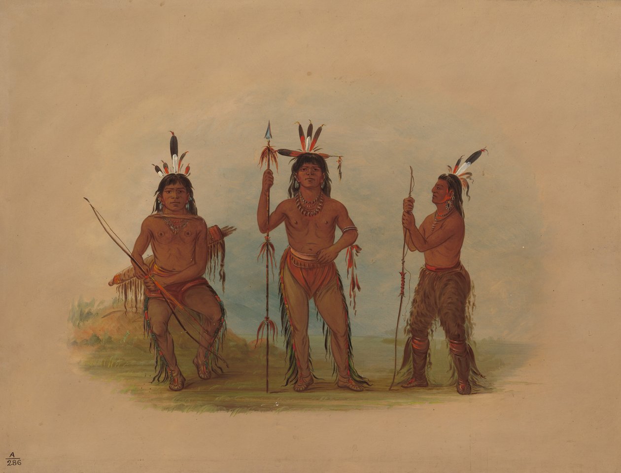 Chefe Alaeutian e Dois Guerreiros, 18551869. de George Catlin