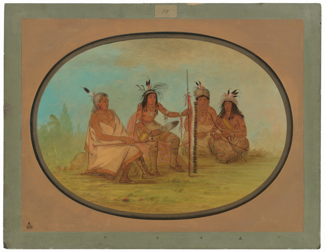Um chefe Ojibbeway envelhecido e três guerreiros de George Catlin