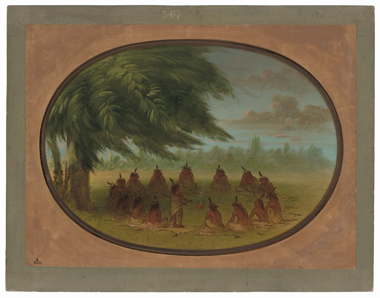 Um Conselho Indiano - Sioux de George Catlin