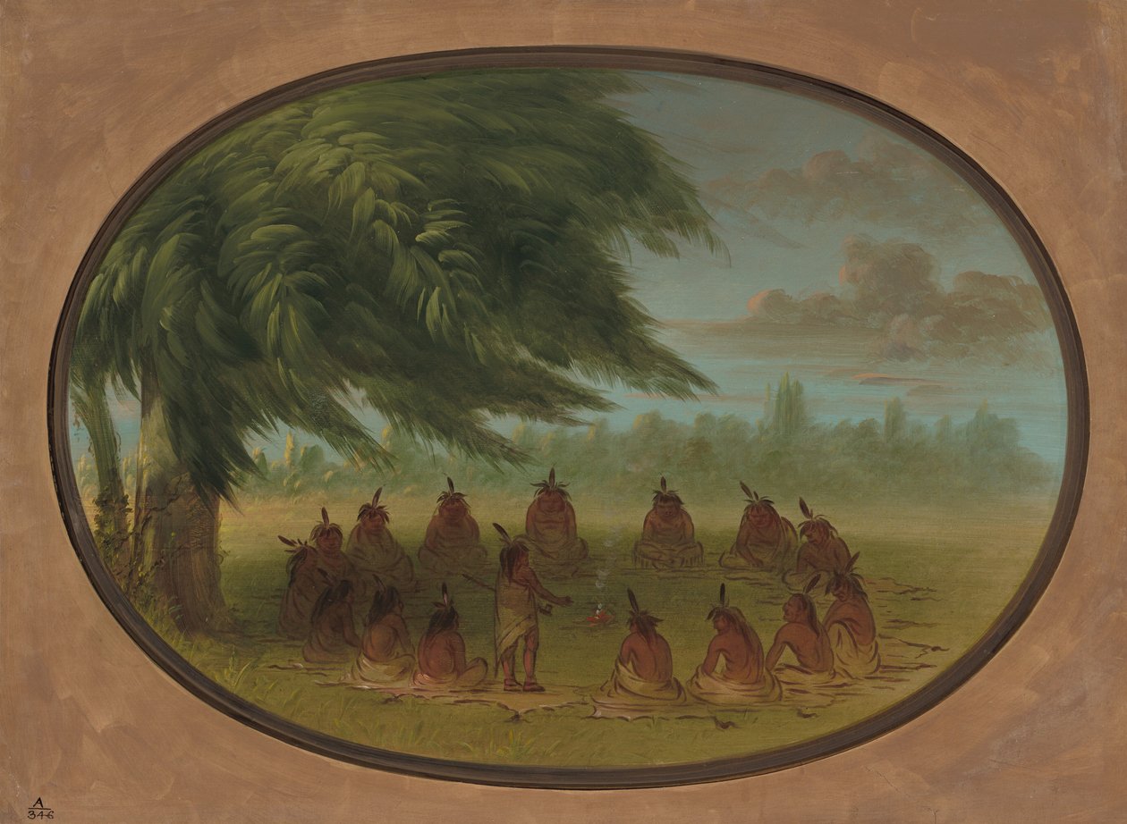 Um Conselho Indiano - Sioux, 18611869. de George Catlin