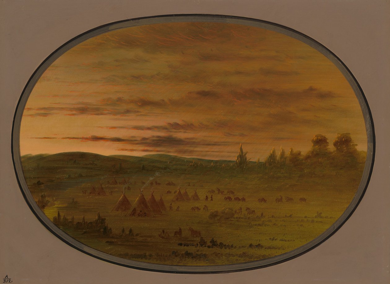 Um acampamento indiano ao pôr do sol, 18611869. de George Catlin
