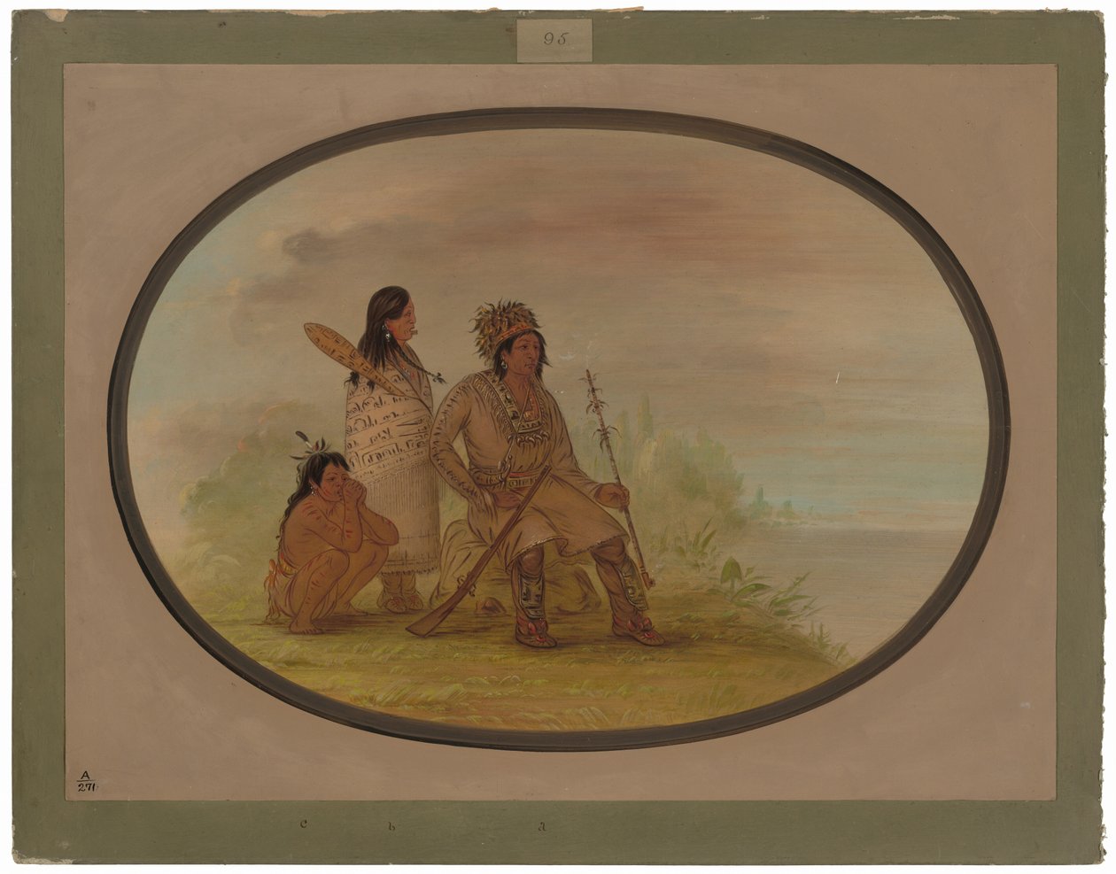 Um velho índio Nayas, sua neta e um menino de George Catlin
