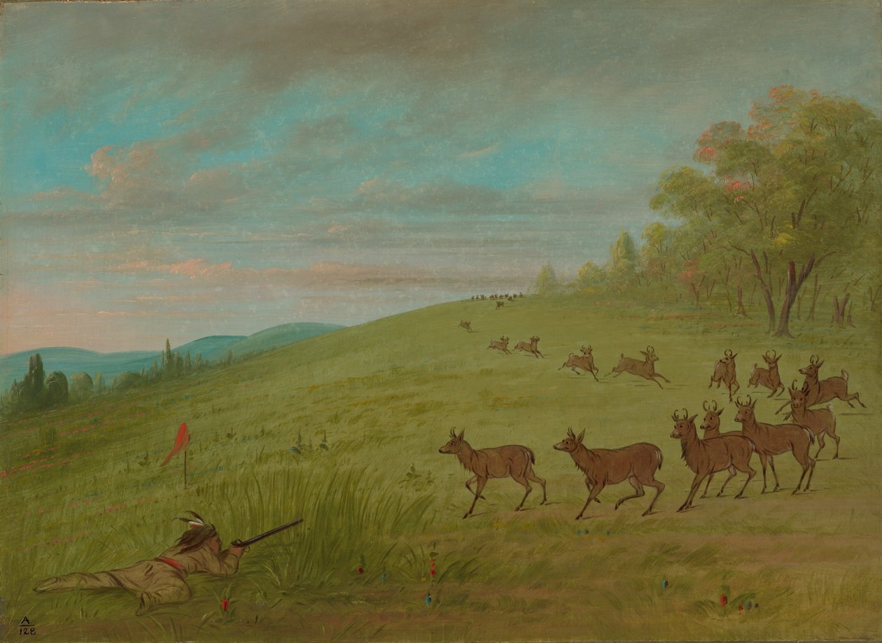 Tiro de Antílope - Assiniboine, 18611869. de George Catlin