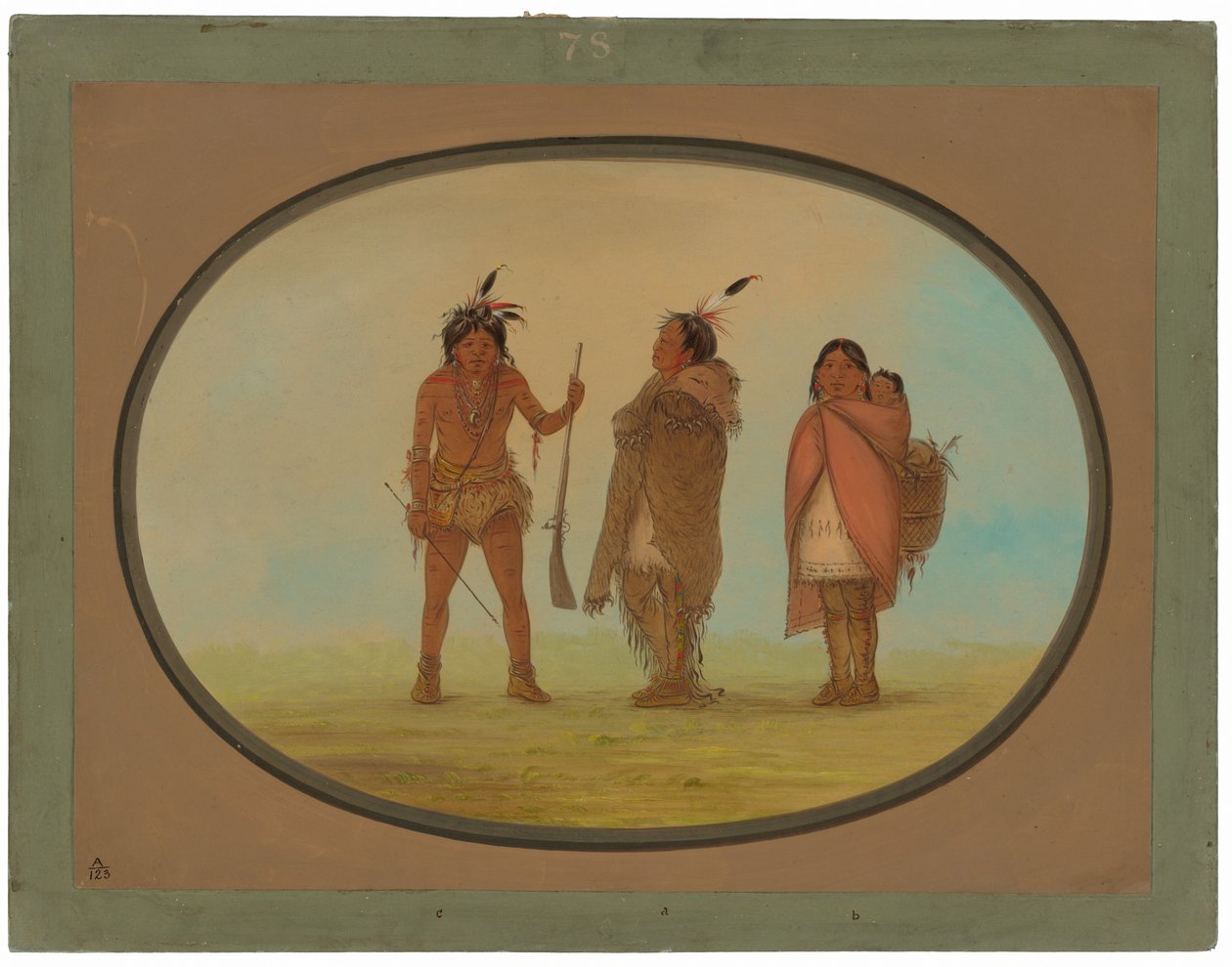 Chefe Arapaho, sua esposa e um guerreiro de George Catlin
