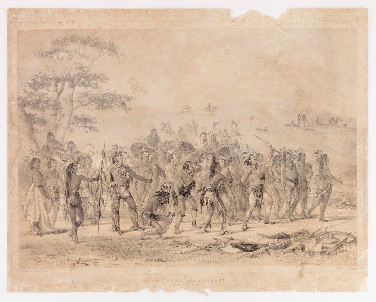 Tiro com arco dos Mandans--no. 24 de George Catlin