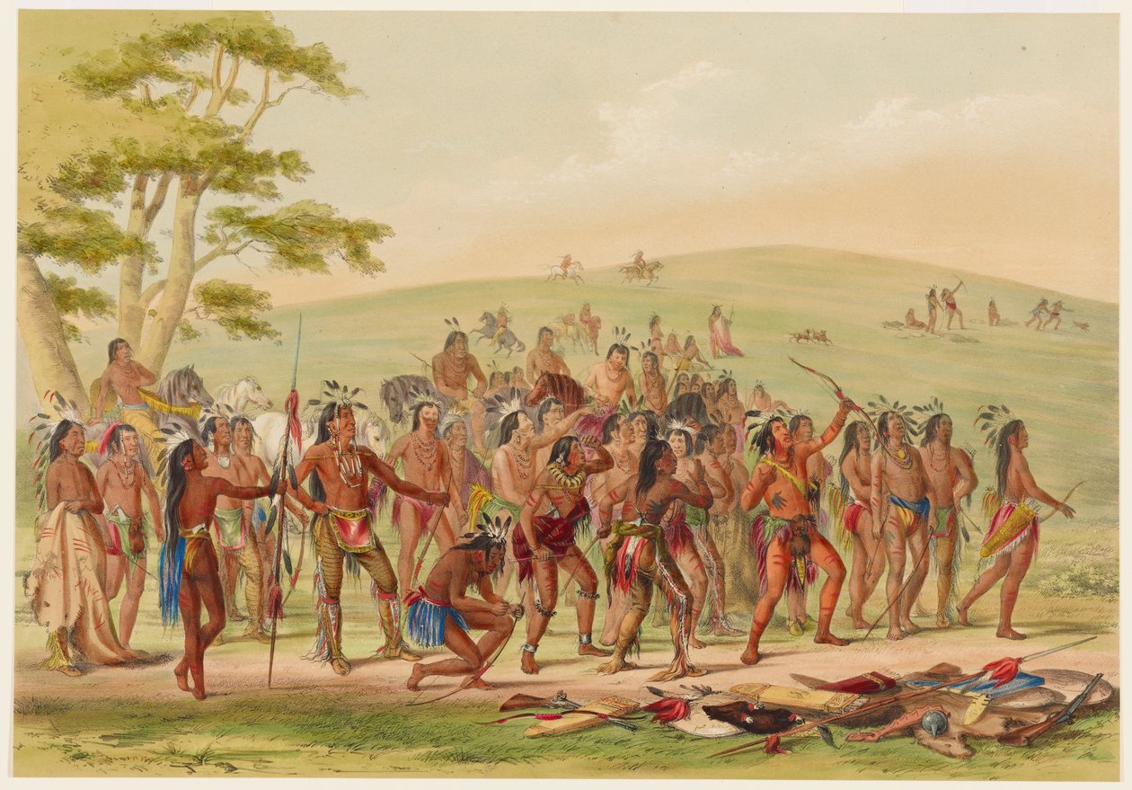 O tiro com arco dos Mandan de George Catlin