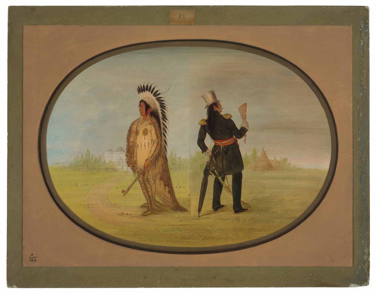 Chefe Assiniboine antes e depois da Civilização de George Catlin