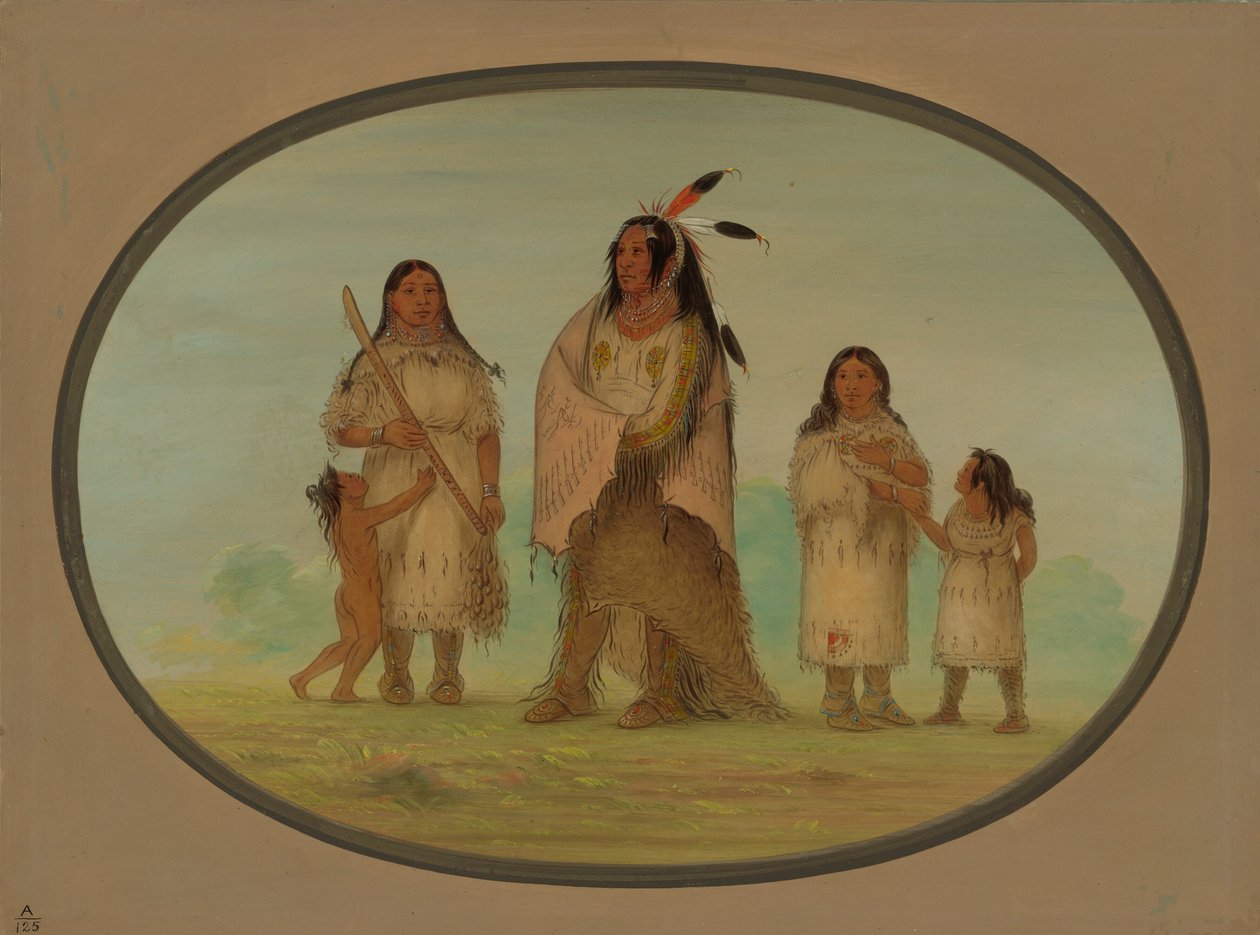 Guerreiro Assinneboine e sua família, 18611869. de George Catlin