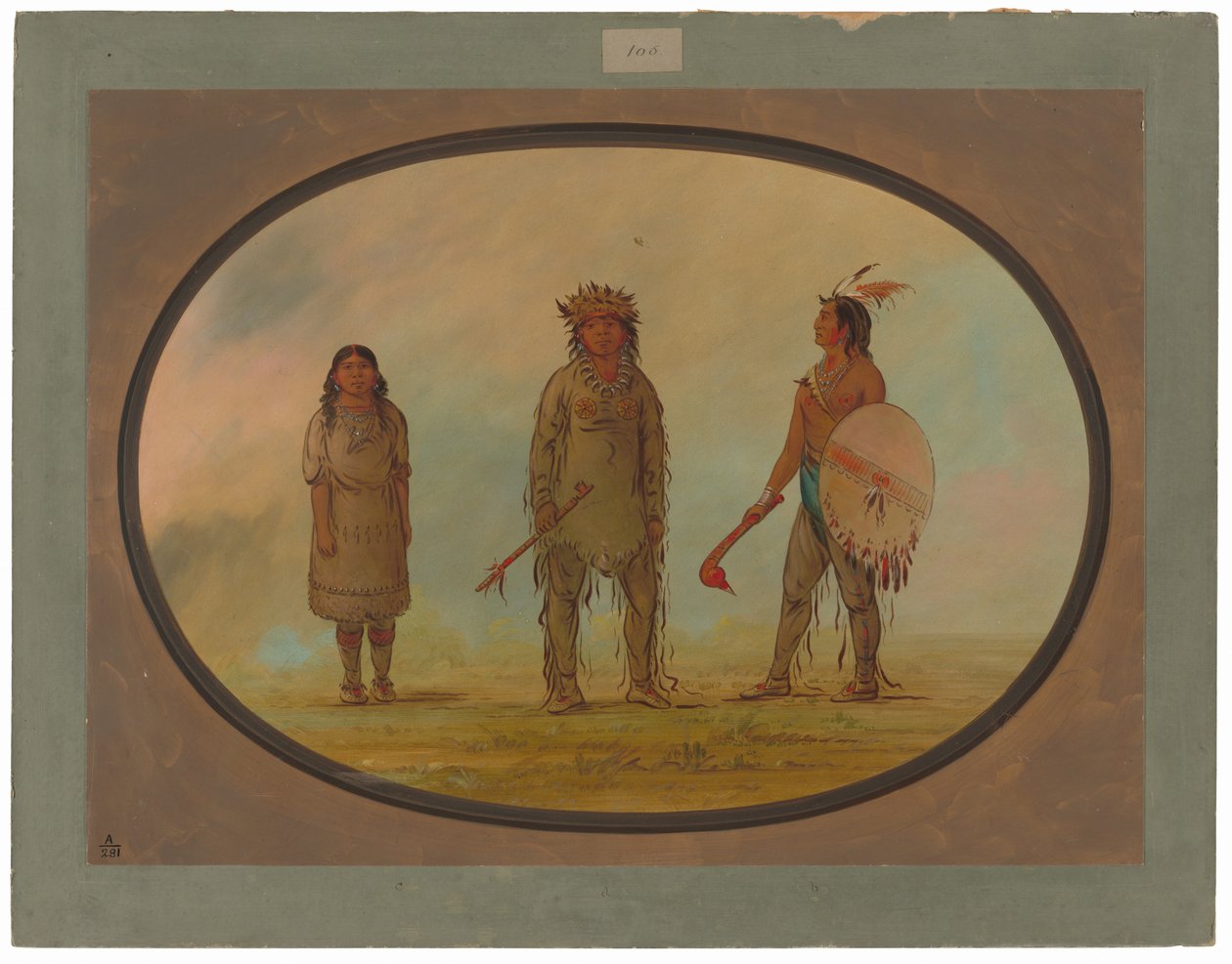 Chefe Athapasca, sua esposa e um guerreiro de George Catlin