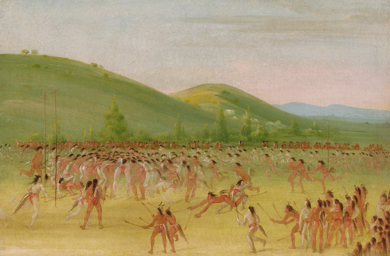 Jogo de bola dos Choctaw--Bola ao chão de George Catlin