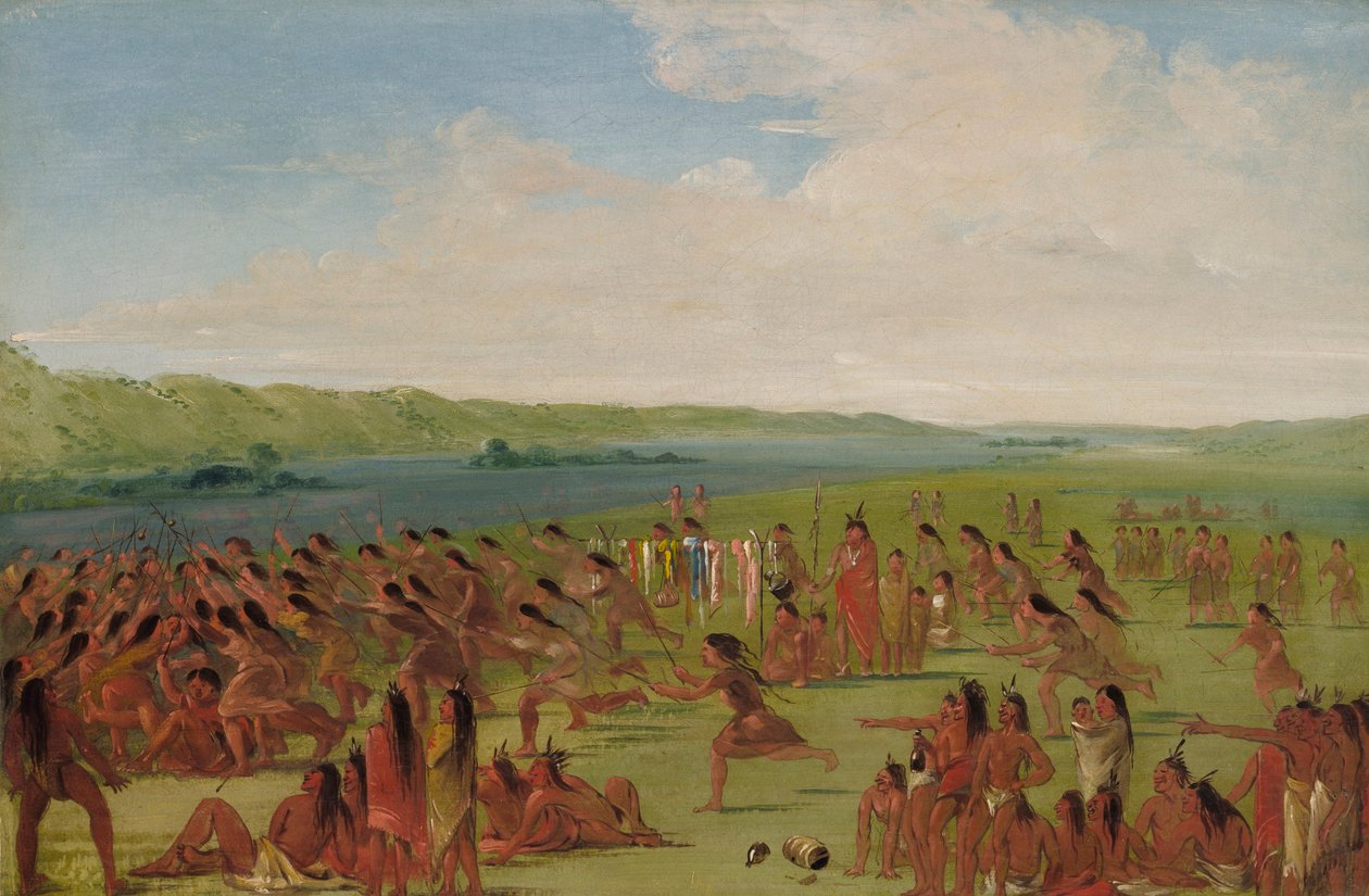 Jogo de bola das mulheres, Prairie du Chien de George Catlin