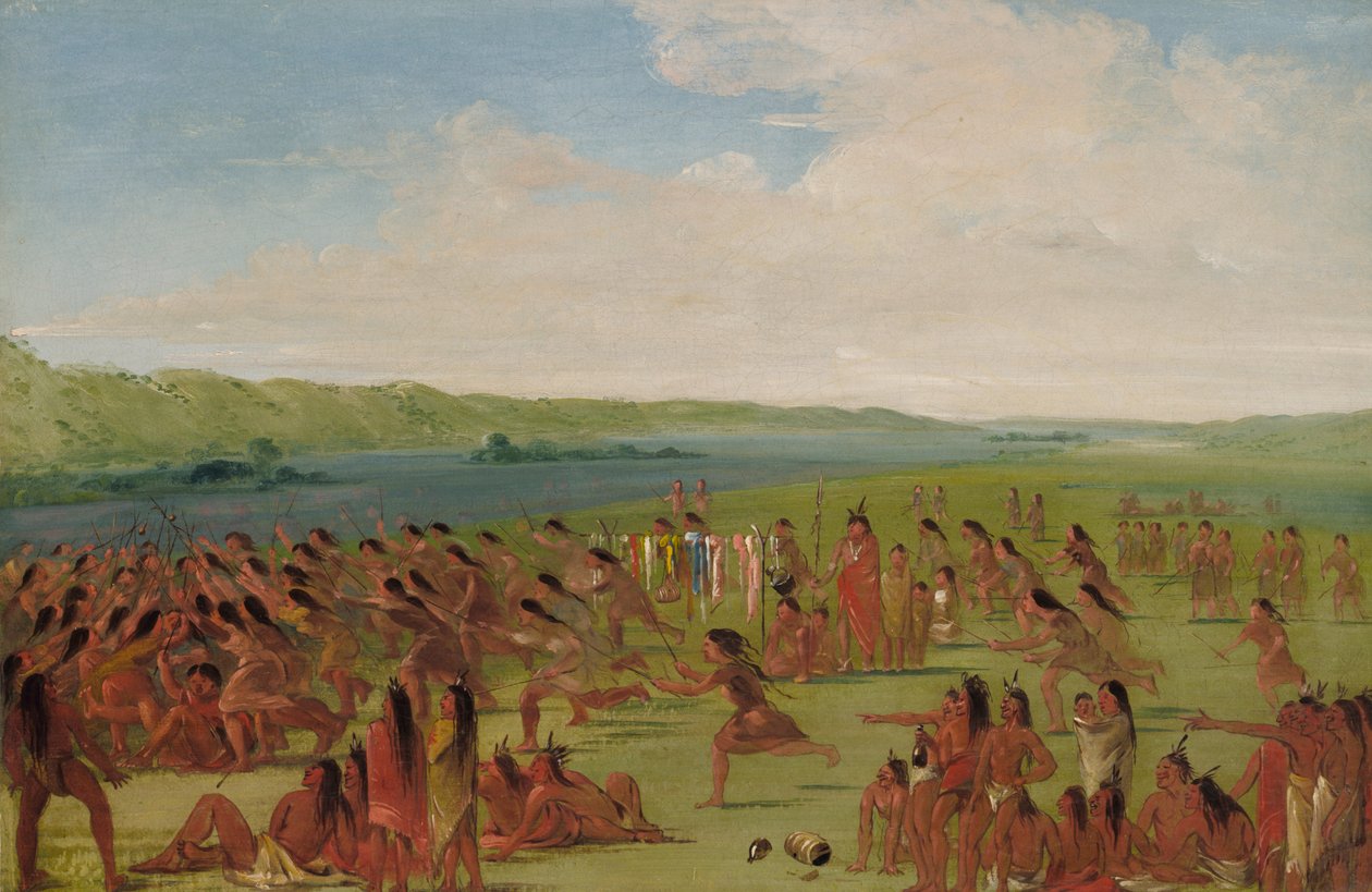 Jogo de bola das Mulheres, Prairie du Chien, 1835-1836. de George Catlin