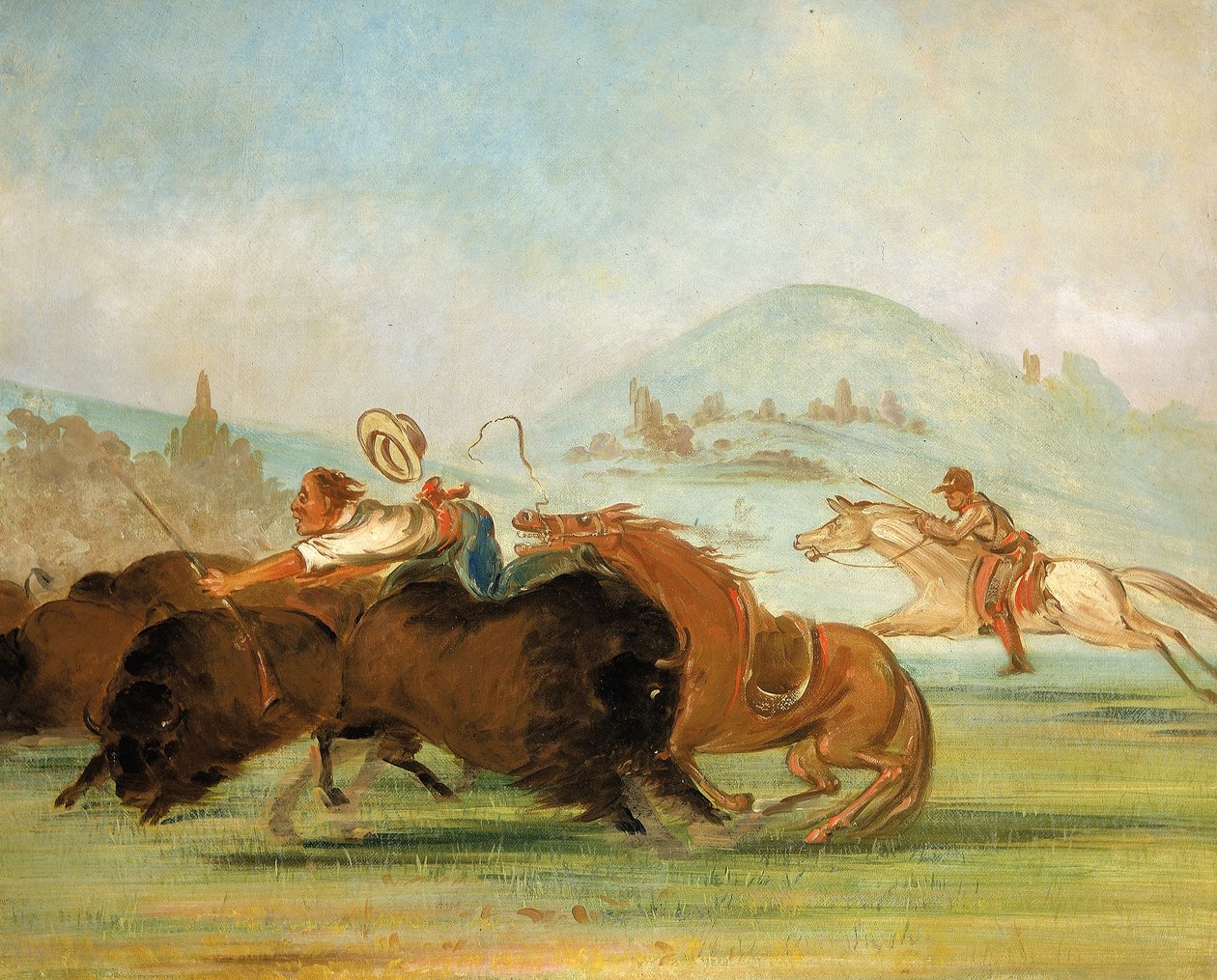 Batiste e eu a correr com o búfalo, na foz do Yellowstone de George Catlin