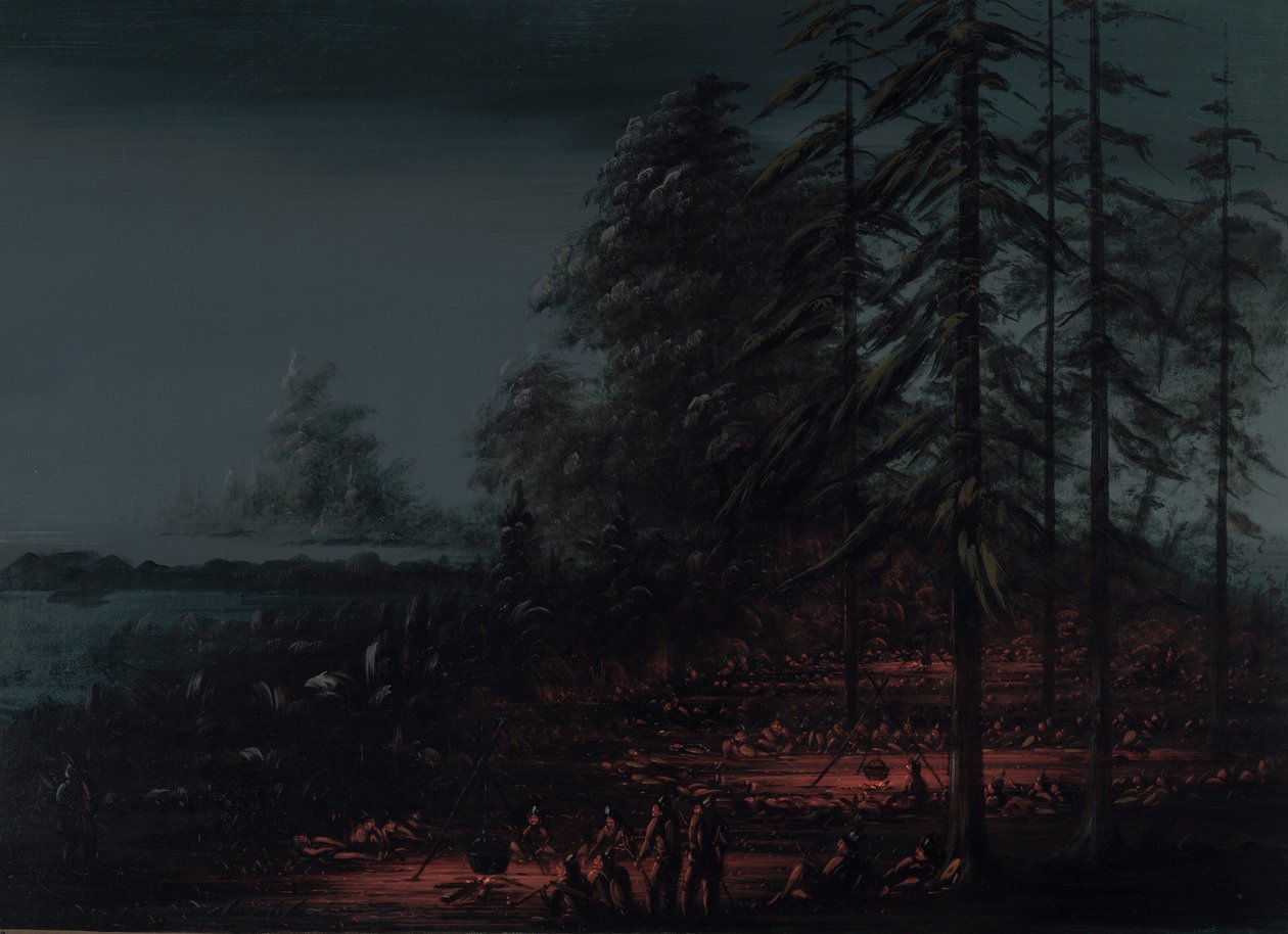 Bivouac de um partido de guerra Sioux, 18611869. de George Catlin