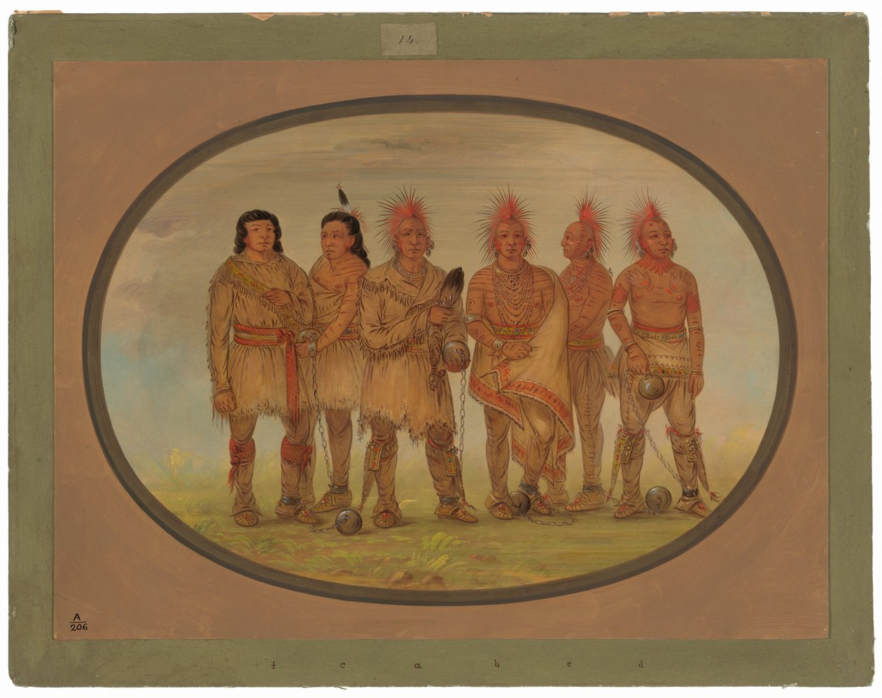 Black Hawk e cinco outros prisioneiros Saukie de George Catlin