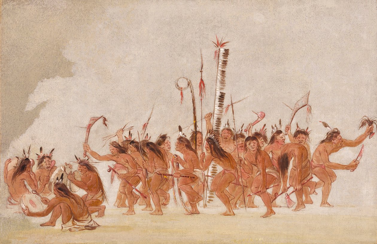 Dança dos bravos, Ojibwa de George Catlin