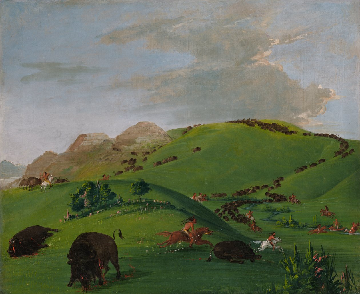 Buffalo Chase, Boca do Yellowstone, 1832-1833. de George Catlin
