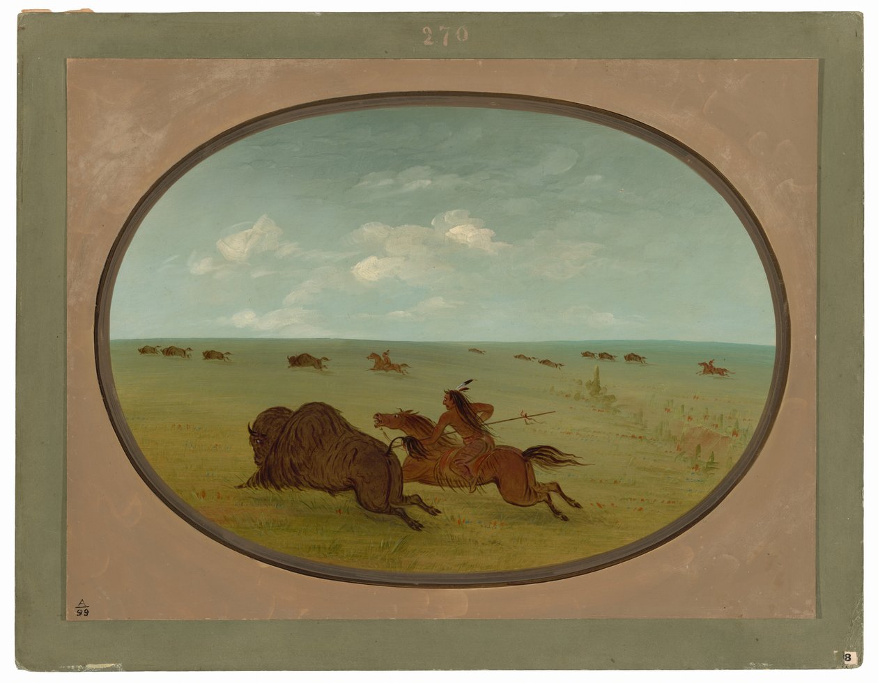 Buffalo Chase, Índios Sioux, Alto Missouri de George Catlin