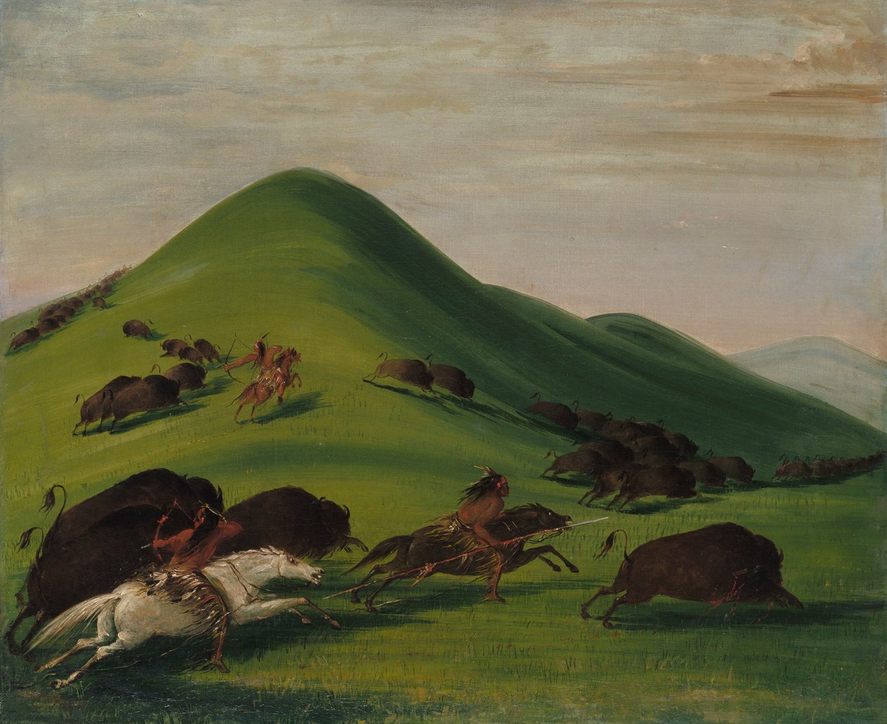 Buffalo Chase sobre Prairie Bluffs de George Catlin