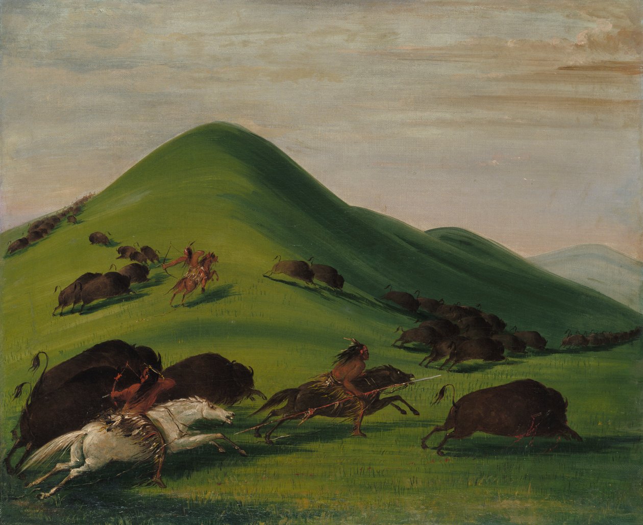 Buffalo Chase over Prairie Bluffs, 1832-1833. de George Catlin