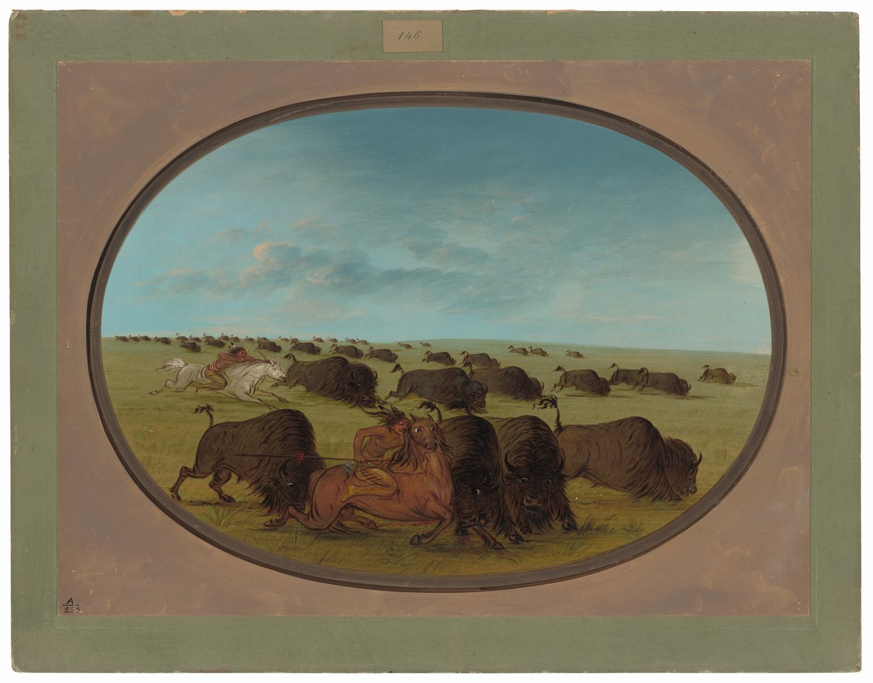 Buffalo Chase, com acidentes de George Catlin