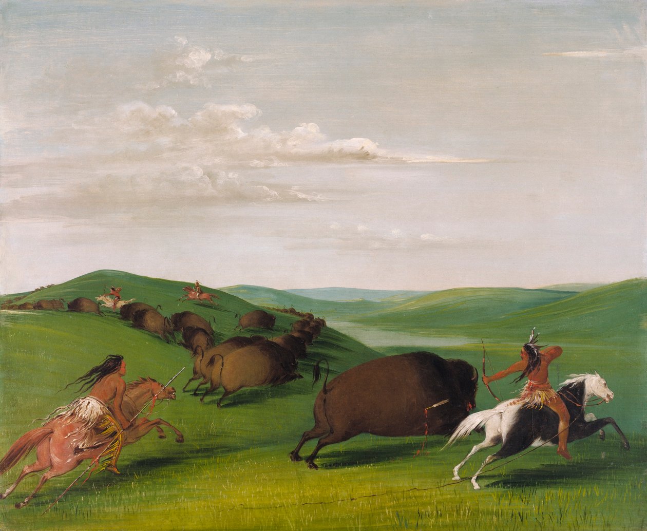 Caça ao búfalo com arcos e lanças de George Catlin