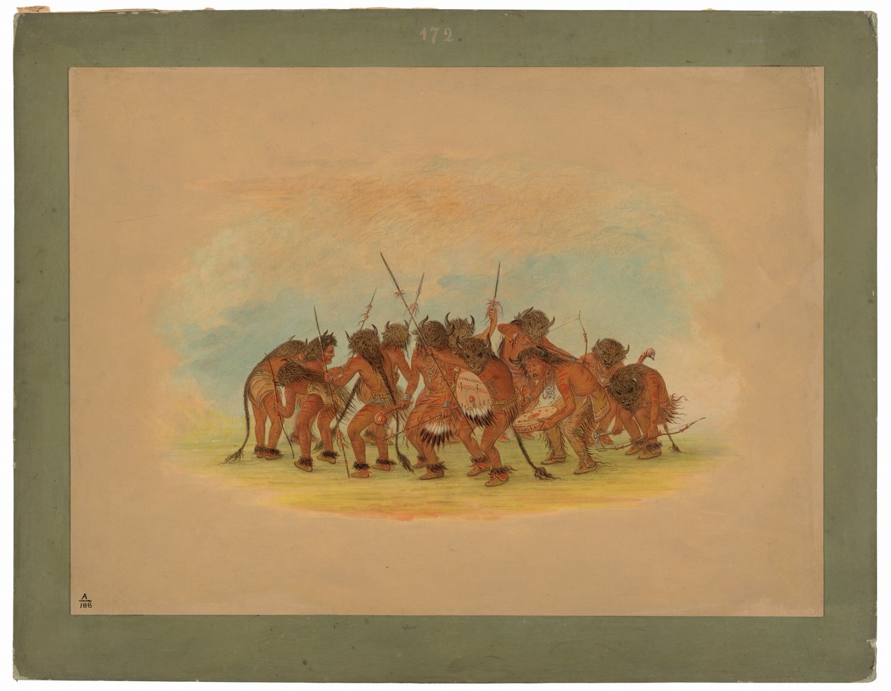 Dança do Búfalo - Mandan de George Catlin