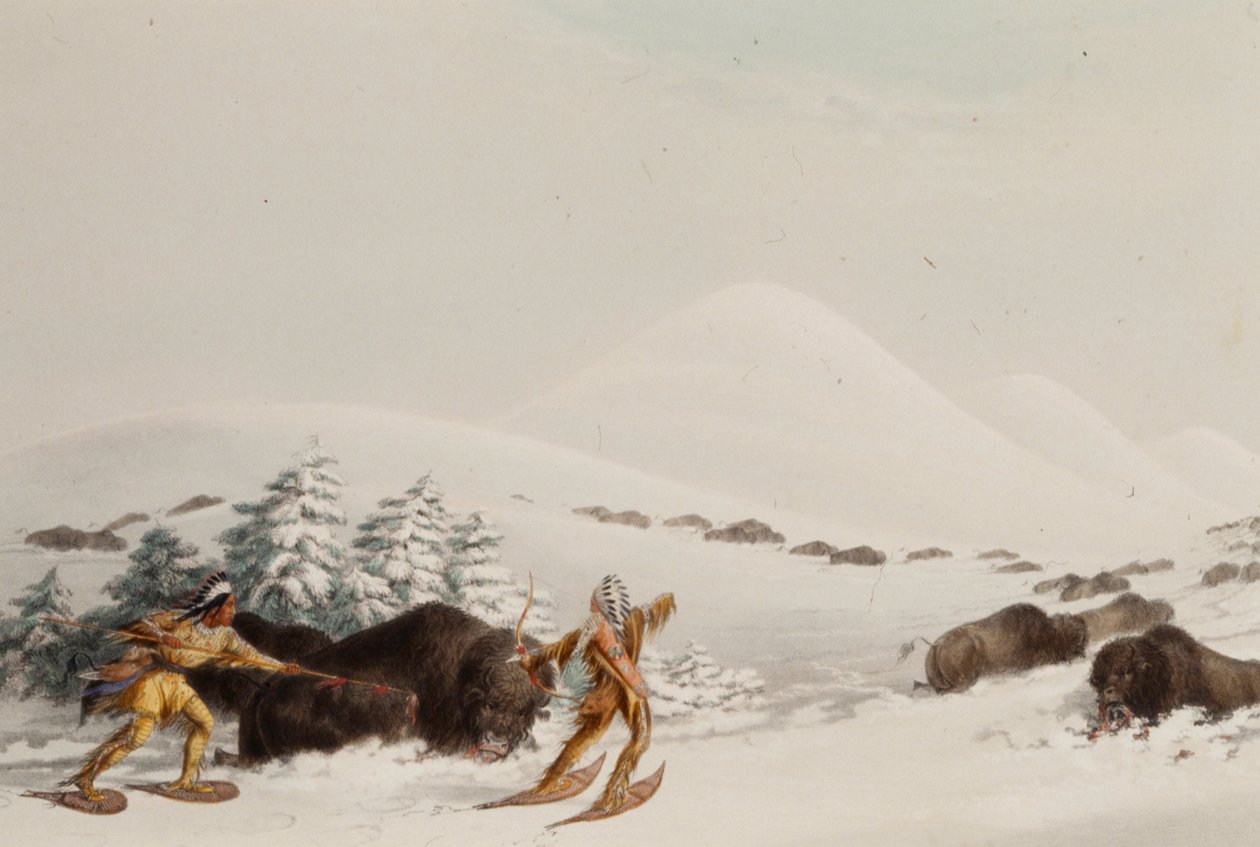 Caça ao búfalo, com sapatos de neve de George Catlin