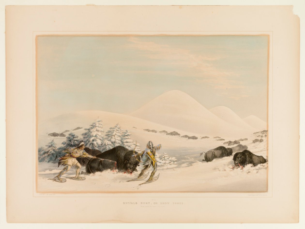 Caça ao búfalo, com raquetes de neve--no. 15 de George Catlin