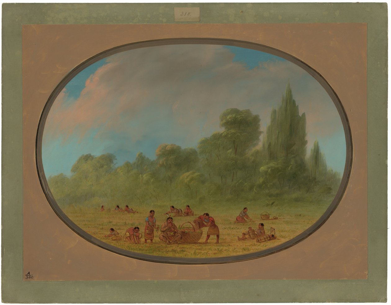 Índios Caddo colhendo morangos silvestres de George Catlin
