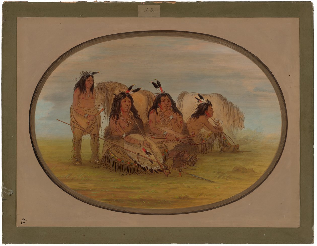 Chefe Comanche com três guerreiros de George Catlin
