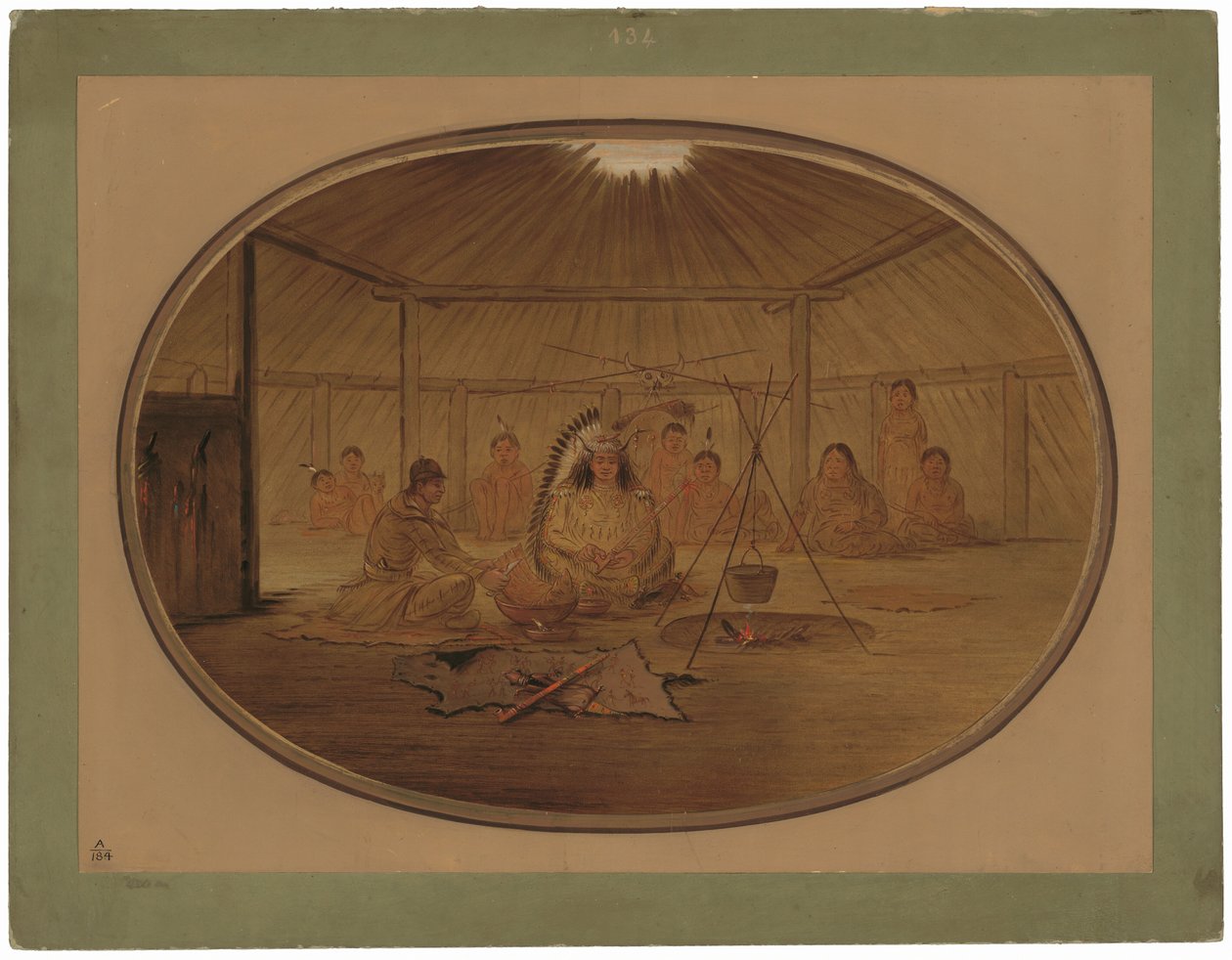 Catlin banqueteado pelo chefe Mandan de George Catlin