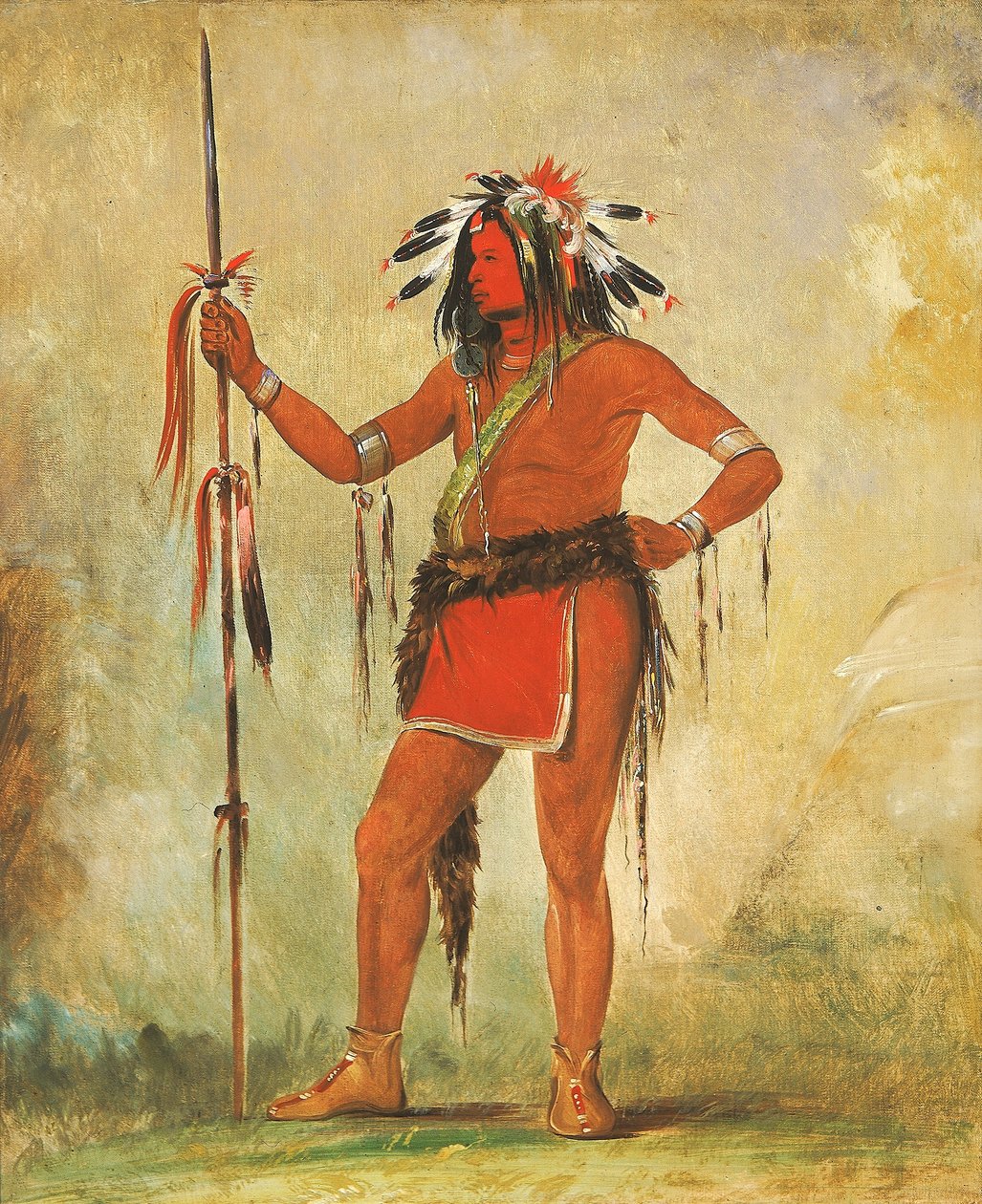 Cáh-be-múb-bee, Aquele que se senta em todo o lado, um bravo de George Catlin