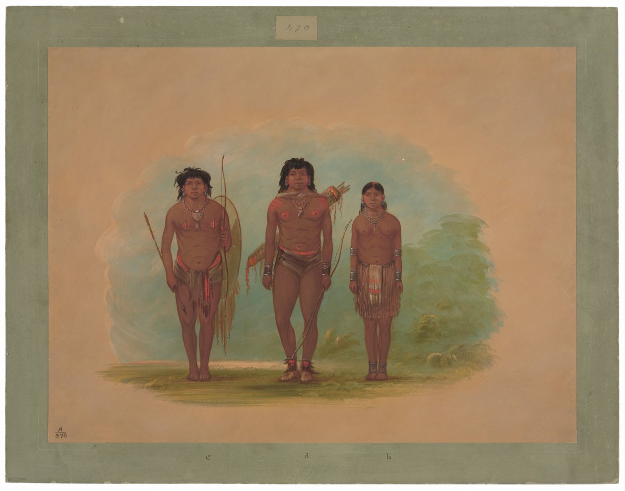 Chaco Chief, sua esposa e um guerreiro de George Catlin