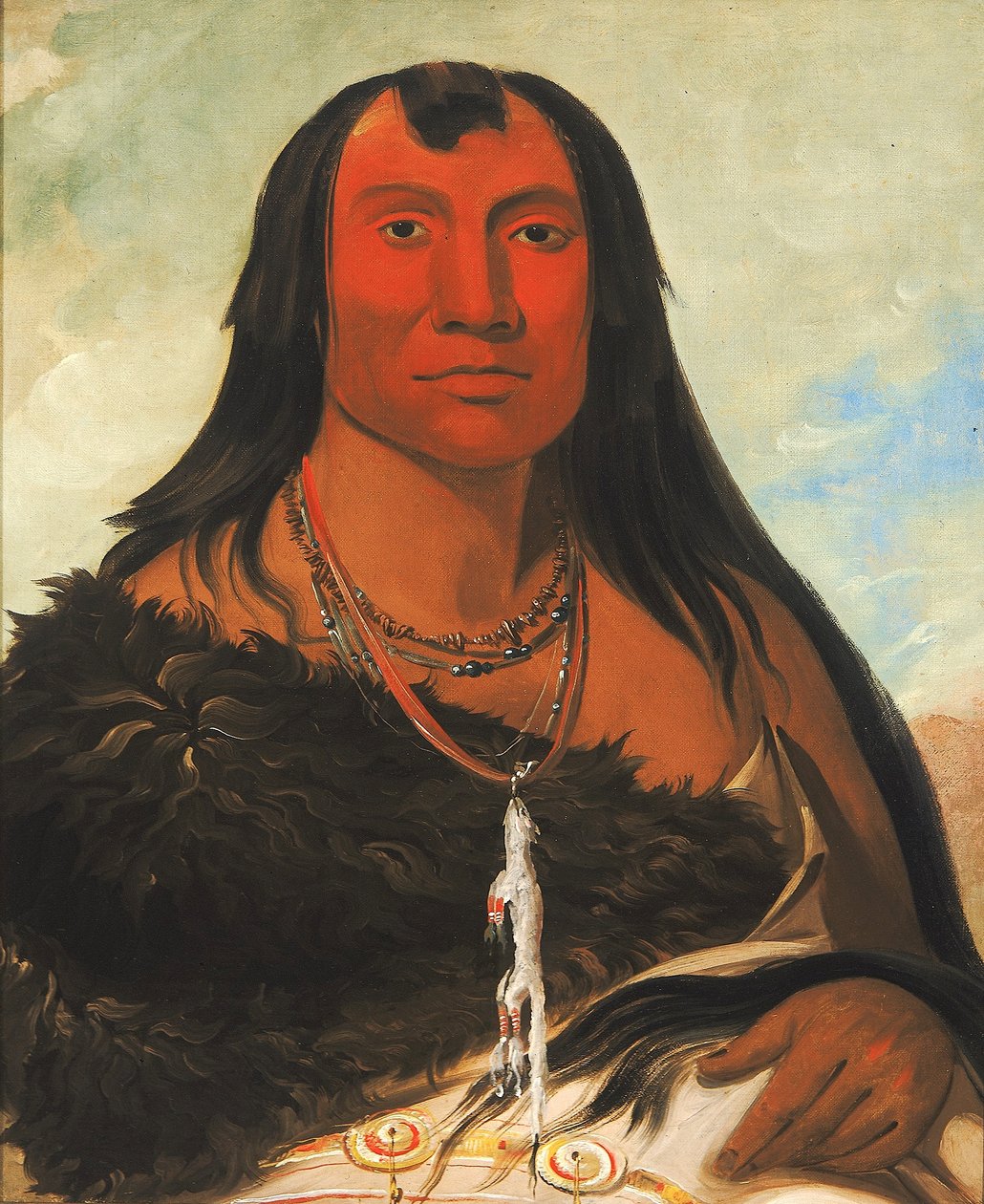 Cháh-ee-chópes, quatro lobos, um chefe de luto de George Catlin