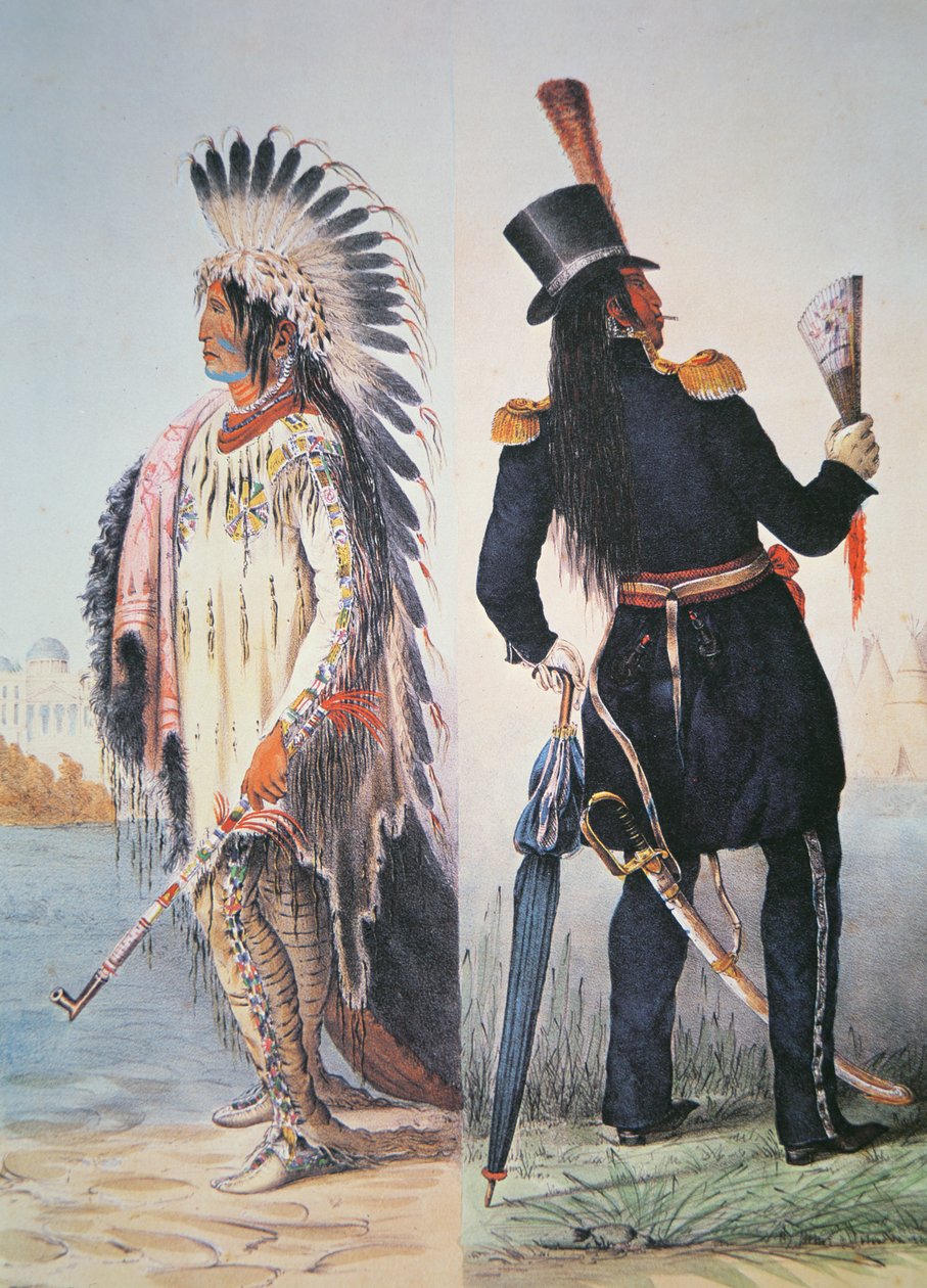 Civilização do índio, c.1833 (cor litho) de George Catlin