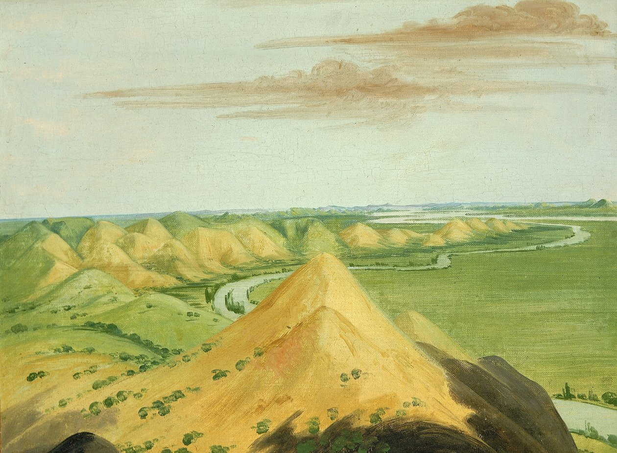 Penhascos de argila, vinte milhas acima dos Mandans de George Catlin