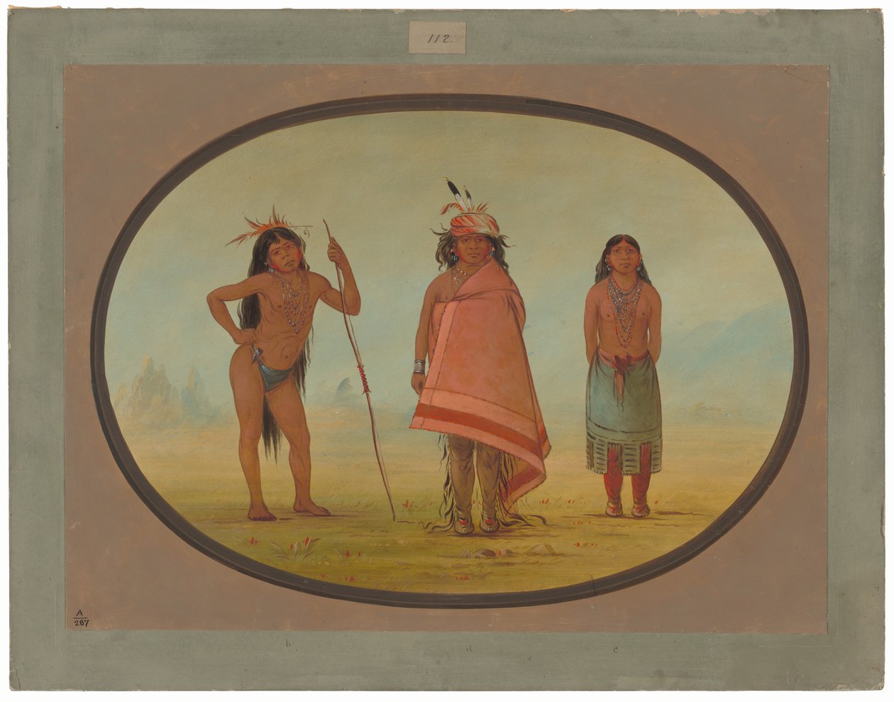 O chefe Cochimtee, a sua mulher e um guerreiro de George Catlin
