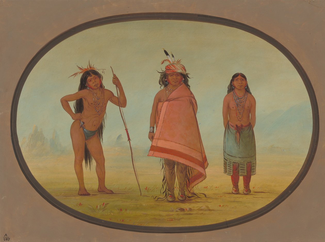 Chefe Cochimtee, sua esposa e um guerreiro, 18551869. de George Catlin