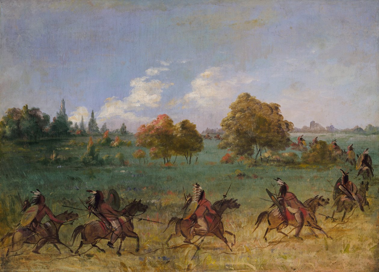 Comanche War Party na Marcha, Totalmente Equipado, 1846-1848. de George Catlin