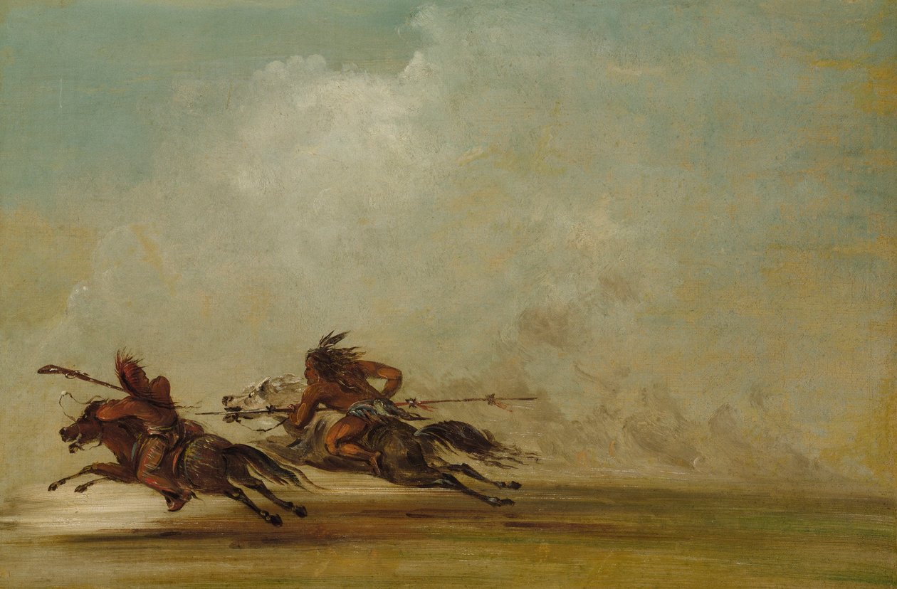 Guerreiro comanche a furar um Osage, a toda a velocidade de George Catlin