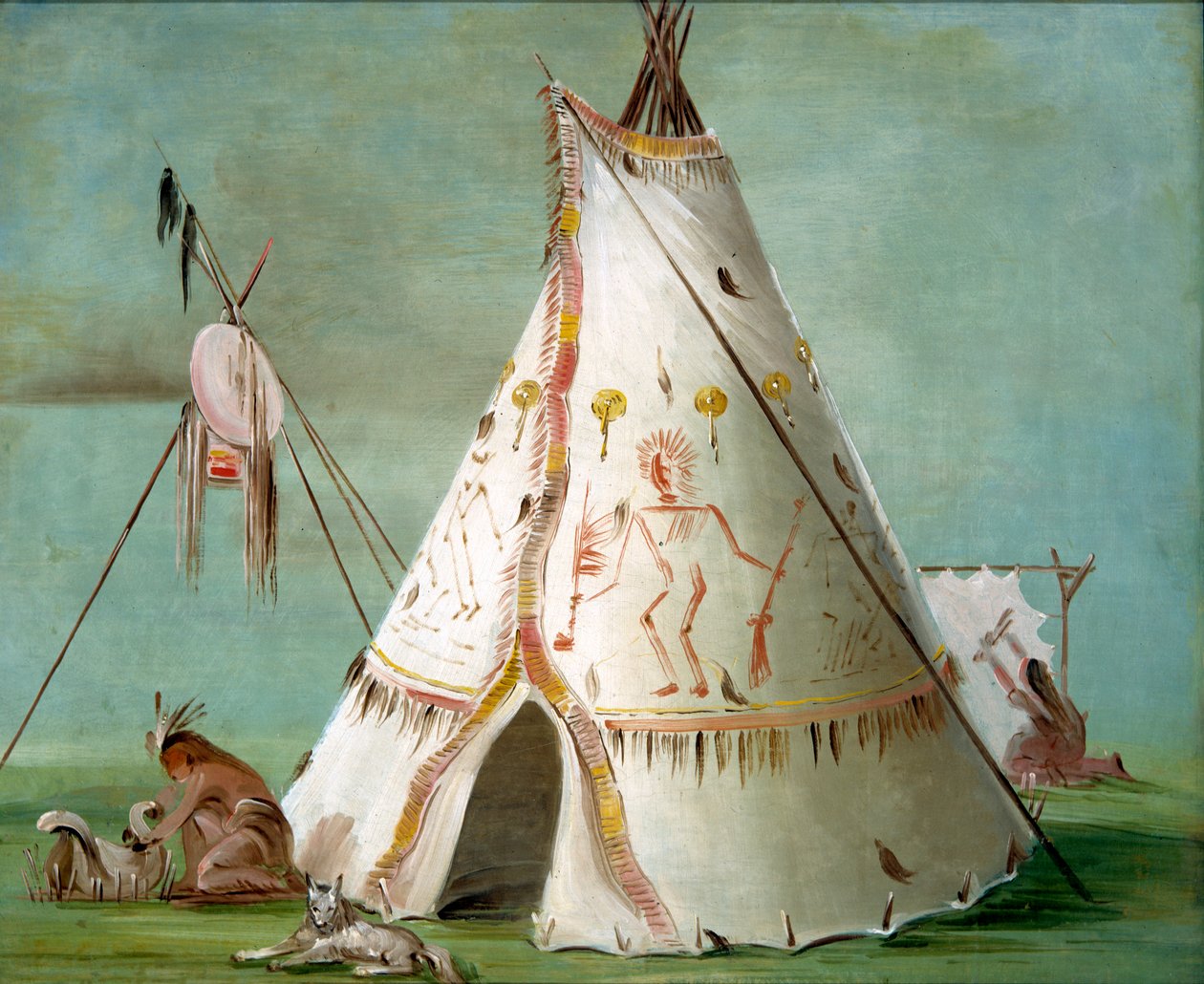 Crow Lodge de vinte e cinco peles de búfalo, 1832-1833. de George Catlin