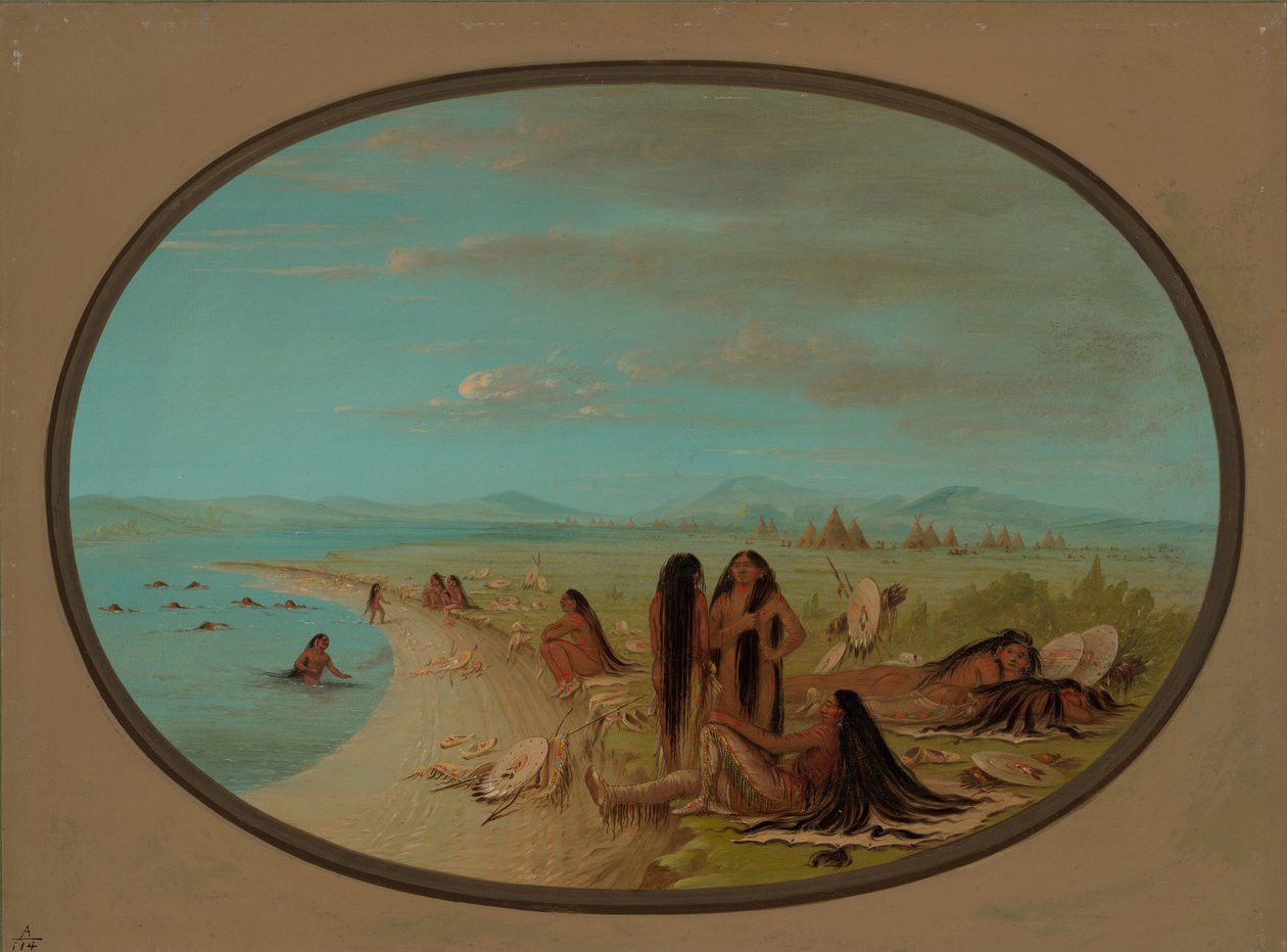 Banho de Guerreiros Corvos, 18611869. de George Catlin