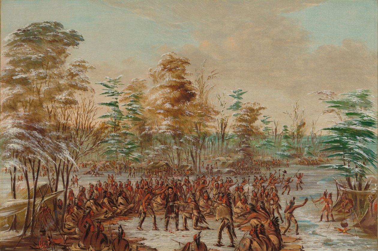 De Tonty pedindo a paz na vila dos iroqueses. 2 de janeiro de 1680, 18471848. de George Catlin