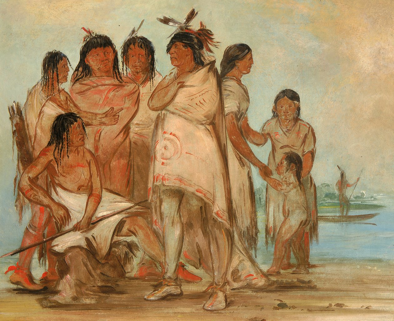 Du-cór-re-a, chefe da tribo, e sua família de George Catlin