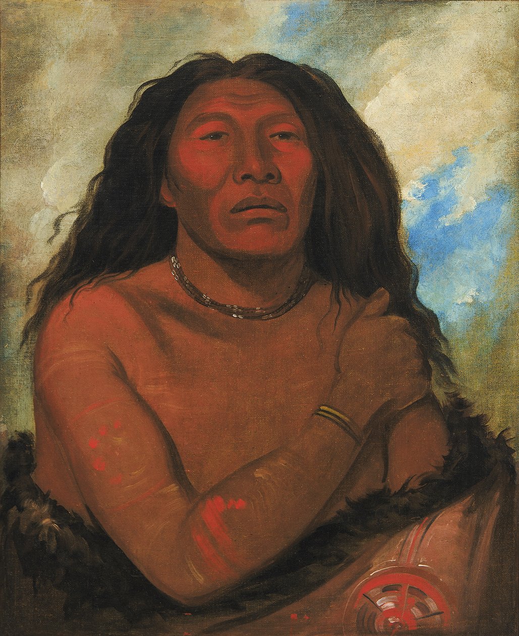 Duhk-gits-o-ó-see, Red Bear, a Distinguished Warrior, 1832. de George Catlin