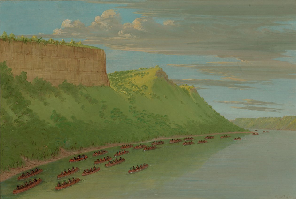 Pai Hennepin e Companheiros Passando o Salto do Amante. abril de 1680, 18471848. de George Catlin