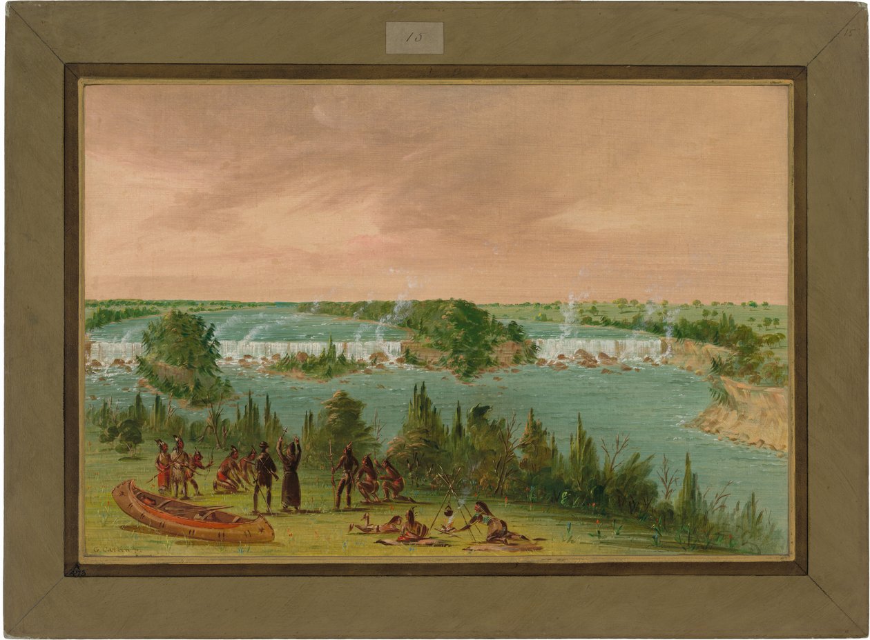 Padre Hennepin e companheiros nas cataratas de Santo António. 1 de maio de 1680 de George Catlin