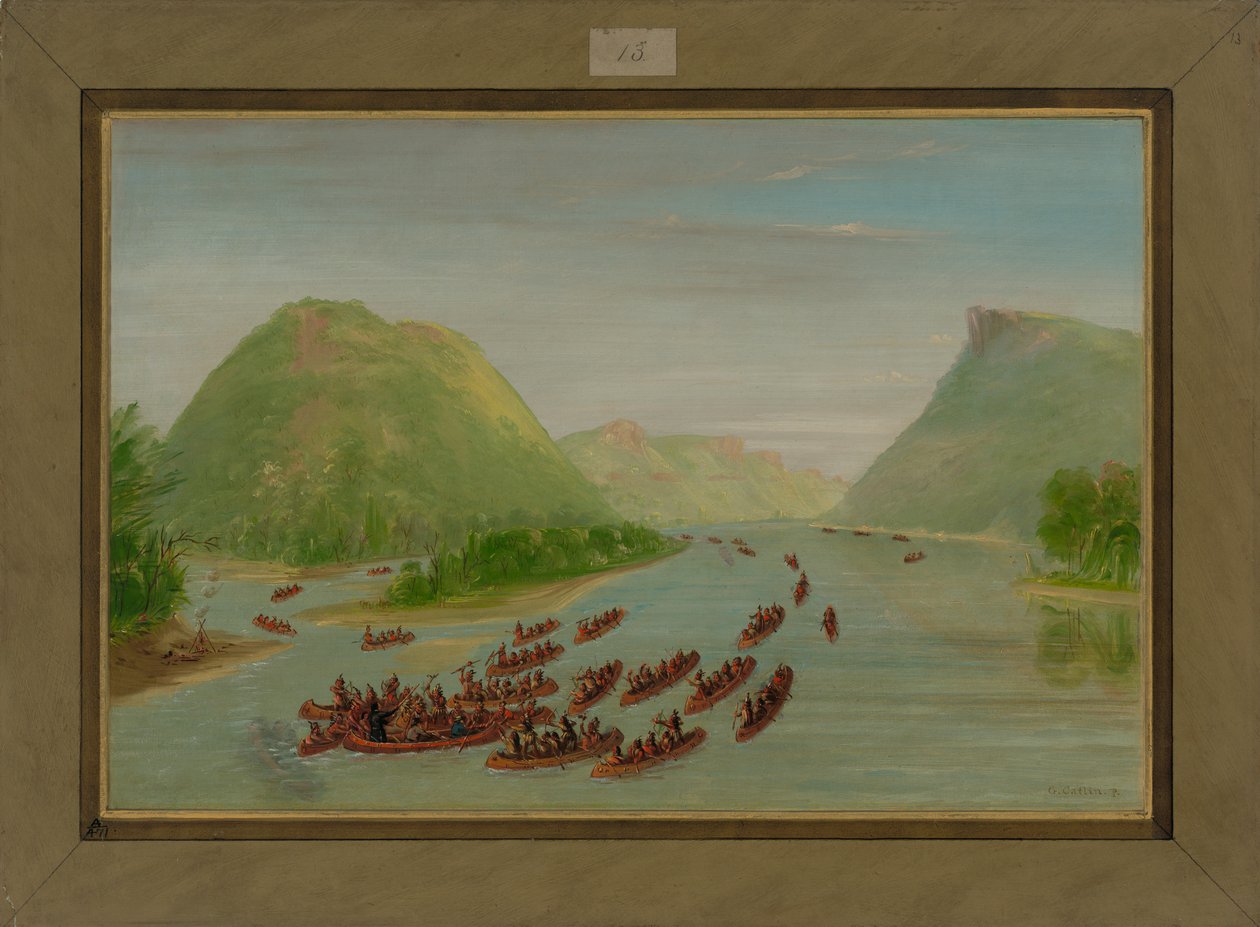 Padre Hennepin e dois companheiros feitos prisioneiros pelos Sioux, abril de 1680, 1847-48 de George Catlin